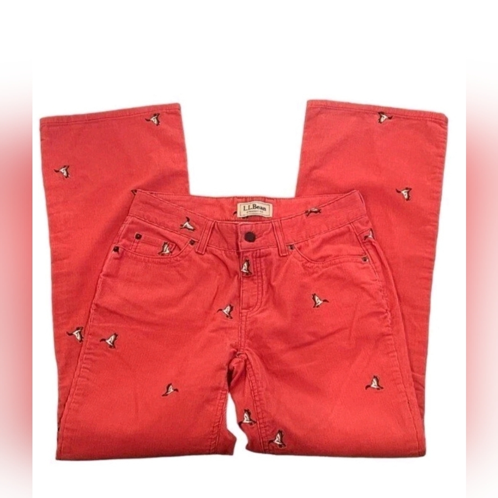 L.L. Bean Corduroy Duck Pattern Straight Leg Jeans